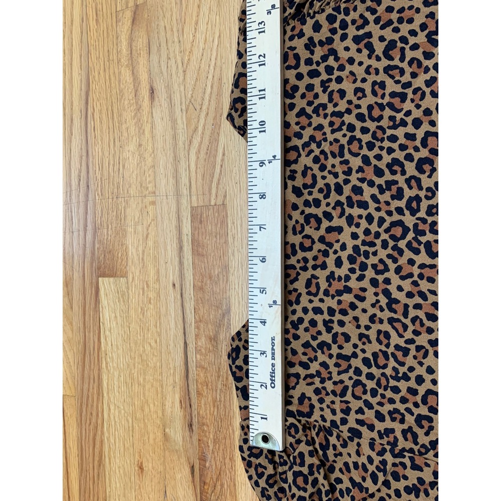 J.Crew Leopard Print Peplum Top Short Puff Sleeve Keyhole Tie Blouse Size 6 - Picture 8 of 8